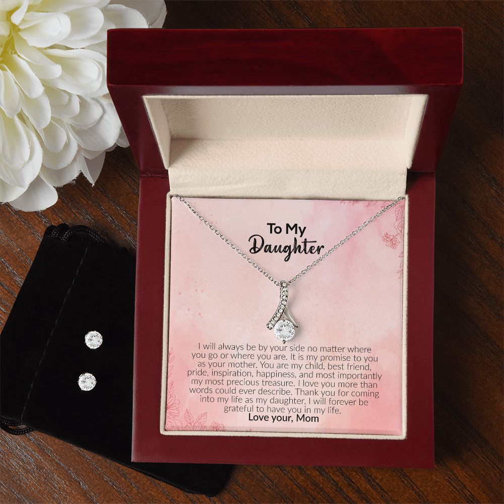 To My Daughter | Love Your Mom | Alluring Beauty Necklace and Cubic Zirconia Earring Set