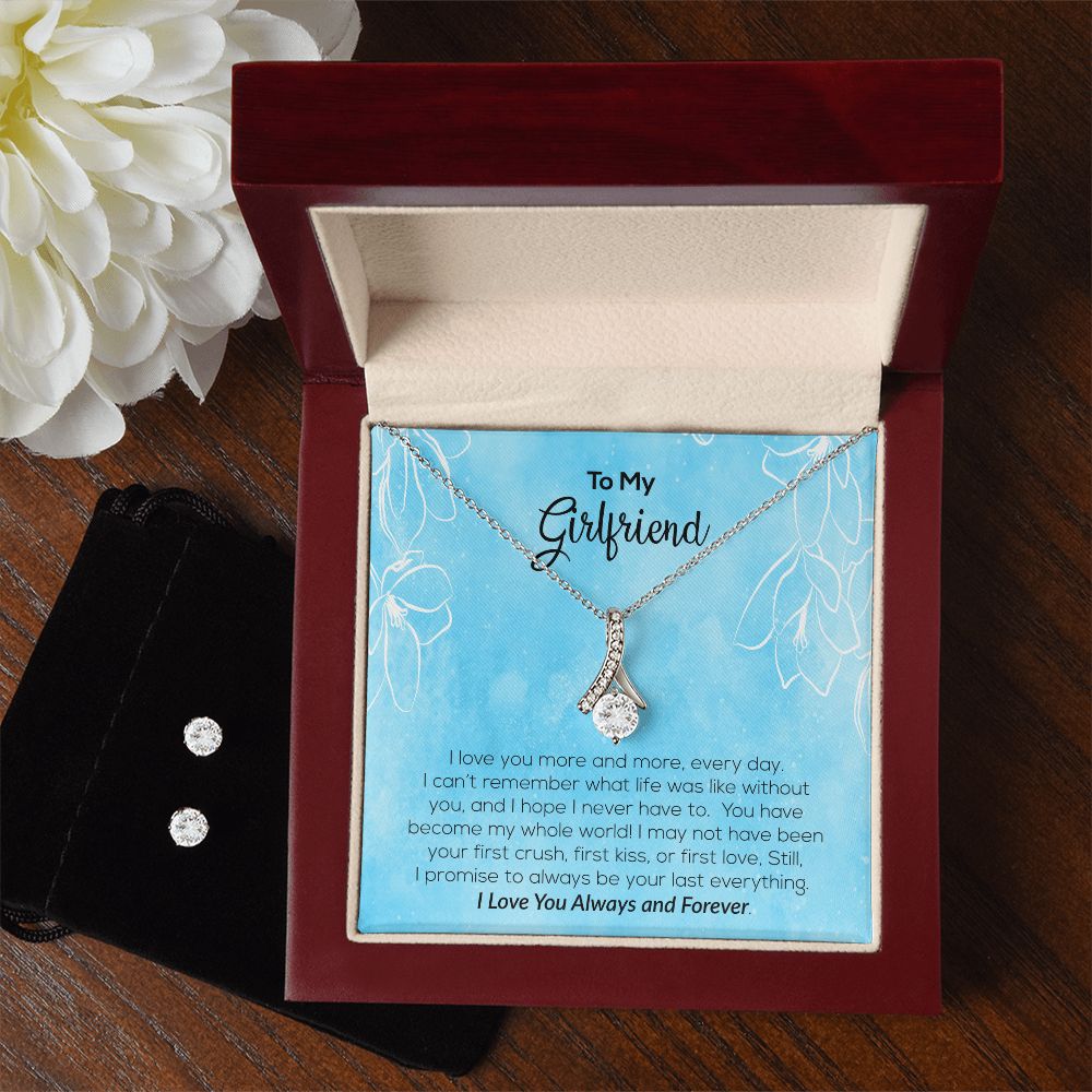To My Girlfriend | I Love You Always & Forever | Alluring Beauty Necklace and Cubic Zirconia Earring Set