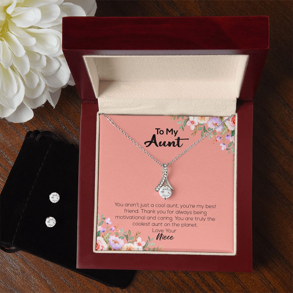 To My Aunt | Love Your Niece | Alluring Beauty Necklace and Cubic Zirconia Earring Set