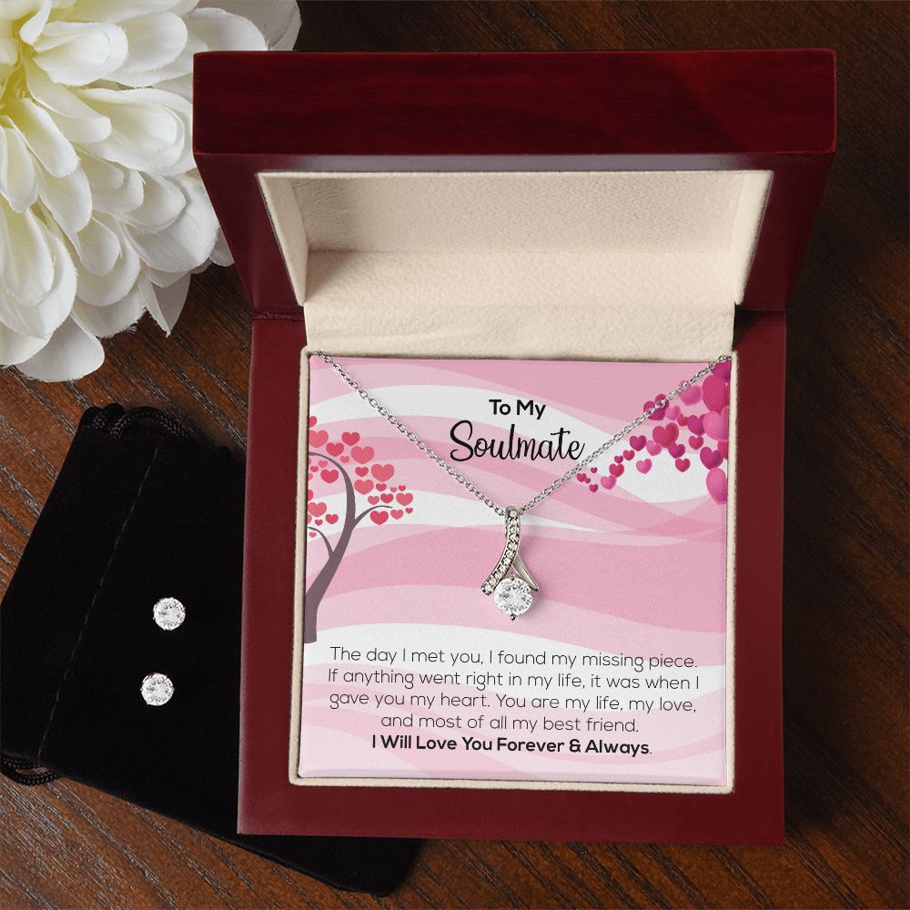 To My Soulmate | I Will Love You Forever & Always | Alluring Beauty Necklace and Cubic Zirconia Earring Set