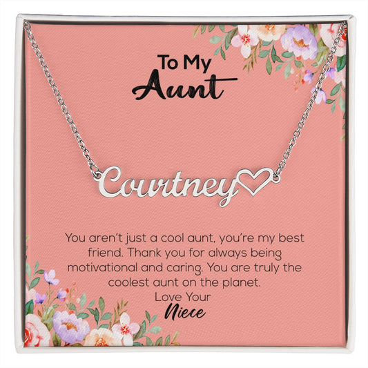 To My Aunt | Love Your Niece | Name Necklace + Heart