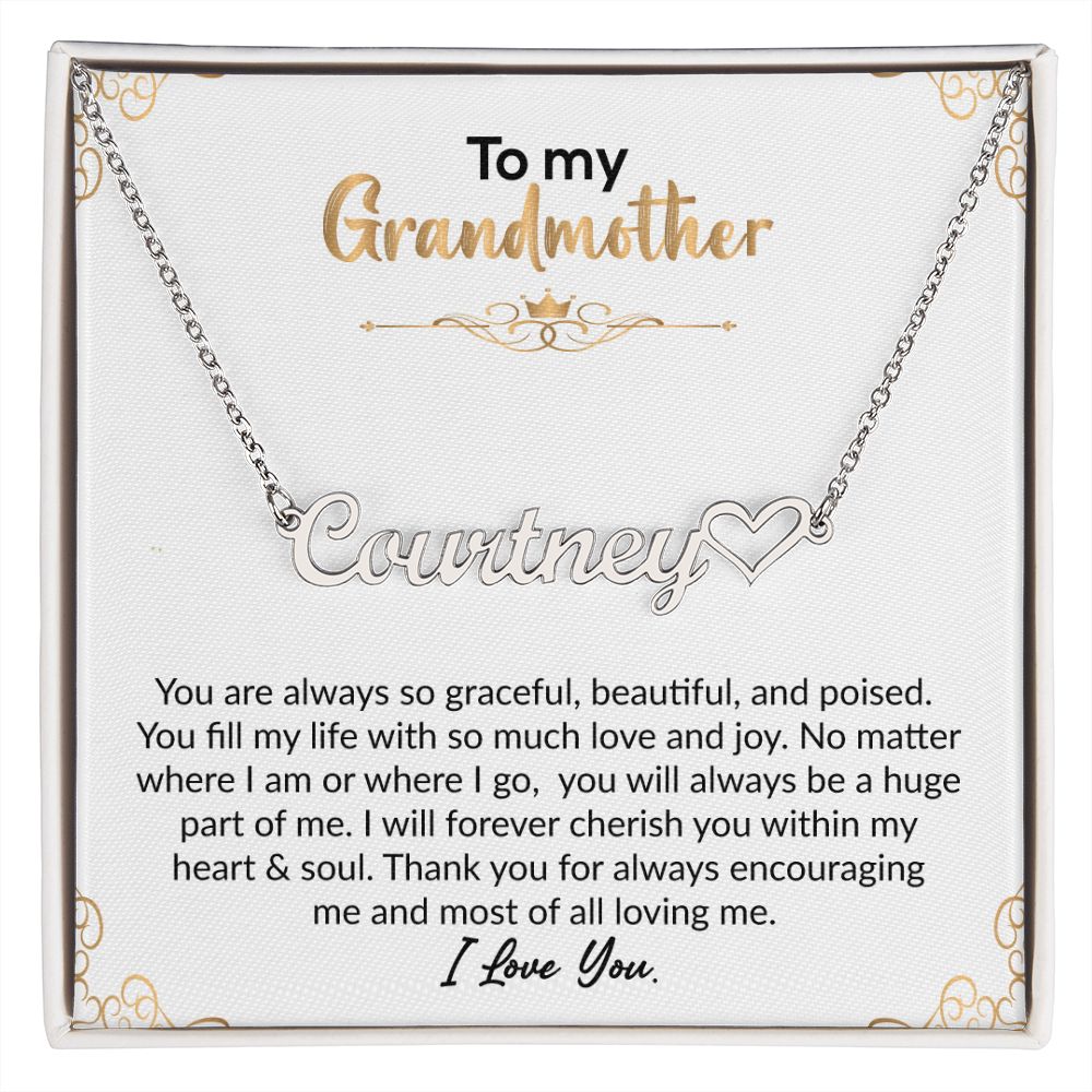 To My Grandmother | I Love You | Name Necklace + Heart