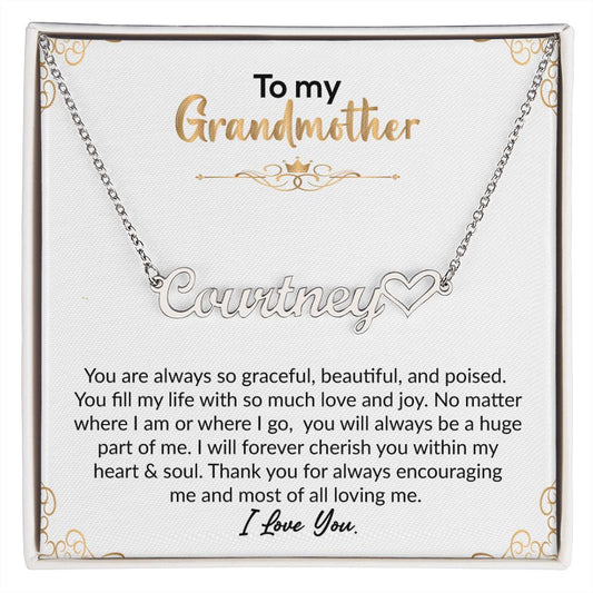To My Grandmother | I Love You | Name Necklace + Heart