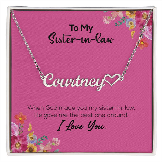 To My Sister-In-Law | I Love You | Name Necklace + Heart