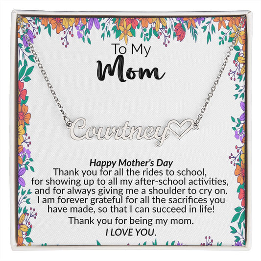 To My Mom | Happy Mother's Day | Name Necklace + Heart