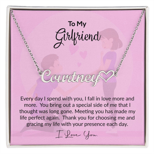 To My Girlfriend | I Love You | Name Necklace + Heart