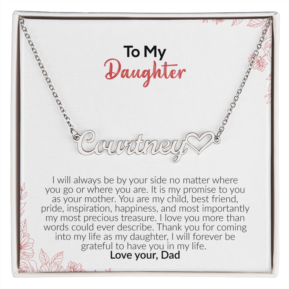 To My Daughter | Love Your Dad | Name Necklace + Heart