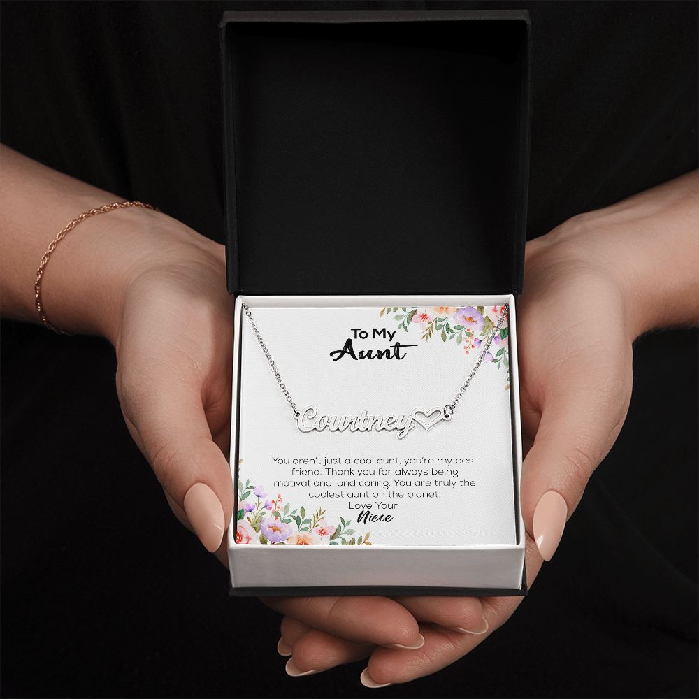 To My Aunt | Love Your Niece | Name Necklace + Heart