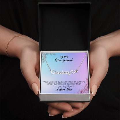 To My Girlfriend | I Love You | Name Necklace + Heart