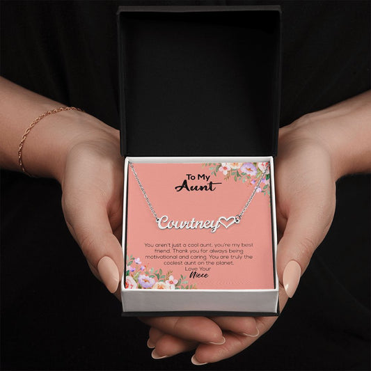 To My Aunt | Love Your Niece | Name Necklace + Heart