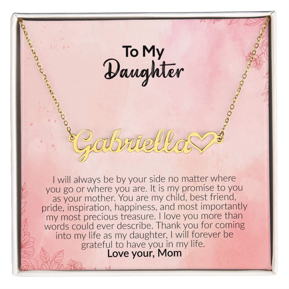 To My Daughter | Love Your Mom | Name Necklace + Heart
