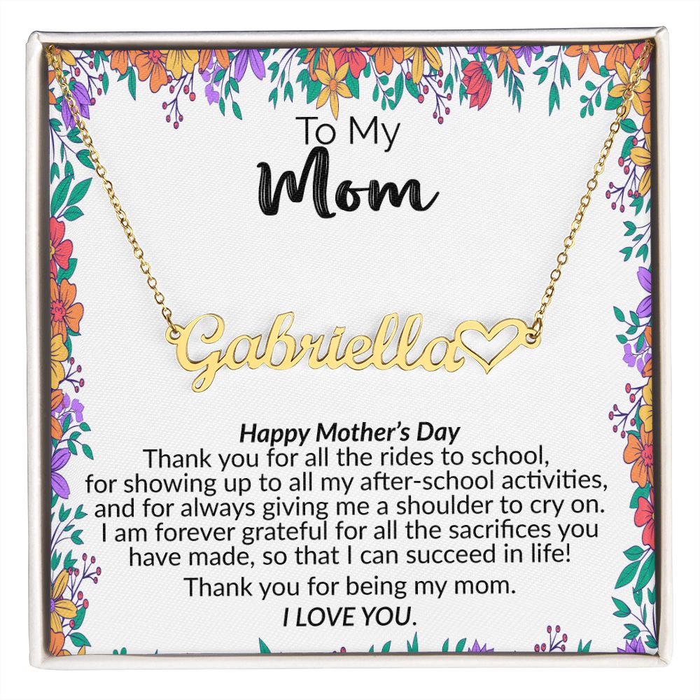 To My Mom | Happy Mother's Day | Name Necklace + Heart