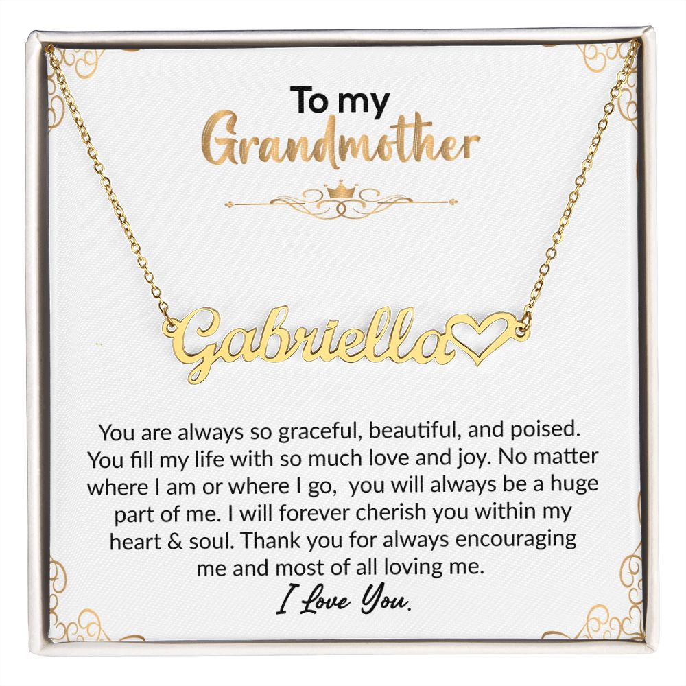 To My Grandmother | I Love You | Name Necklace + Heart