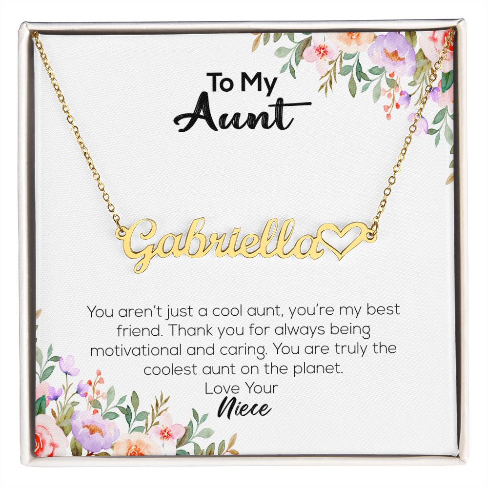 To My Aunt | Love Your Niece | Name Necklace + Heart