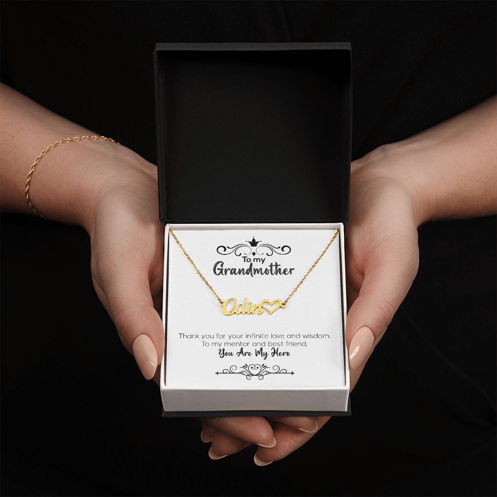 To My Grandmother | You Are My Hero | Name Necklace + Heart
