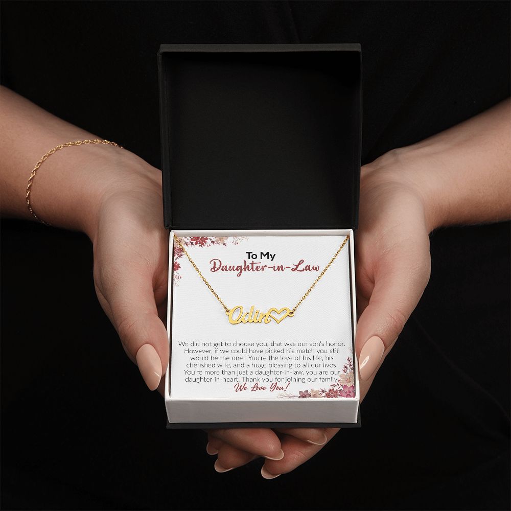 To My Daughter-In-Law | We Love You | Name Necklace + Heart