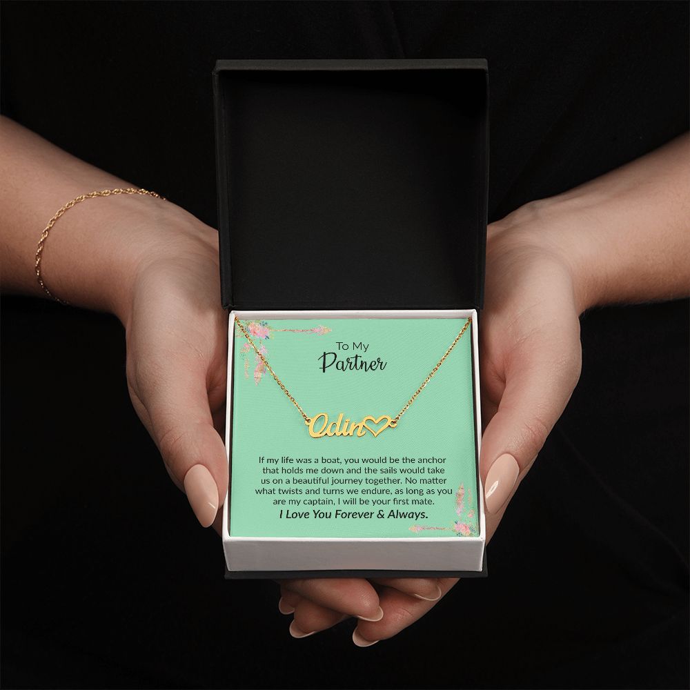 To My Partner | I Love You Forever & Always | Name Necklace + Heart