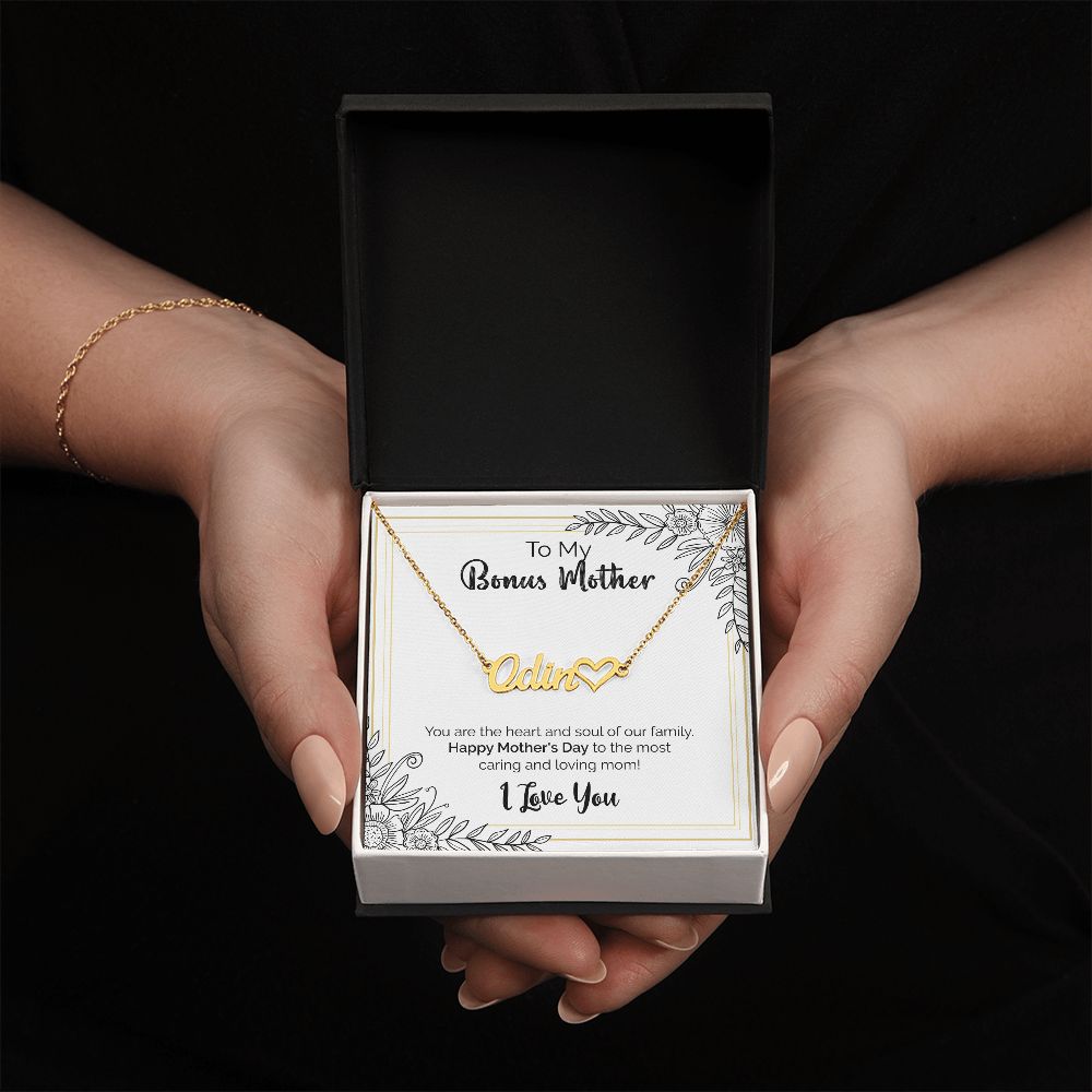 To My Bonus Mother | Happy Mother's Day | Name Necklace + Heart