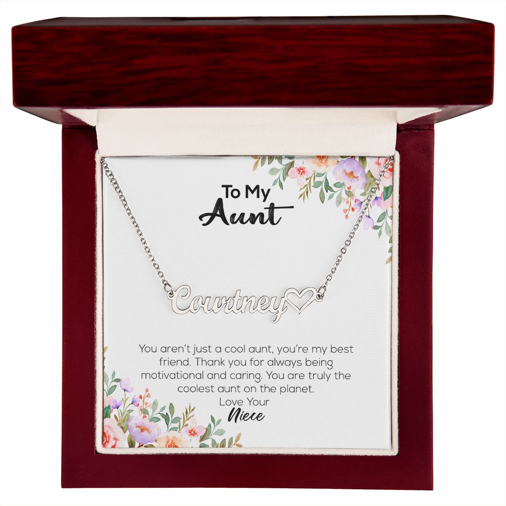 To My Aunt | Love Your Niece | Name Necklace + Heart