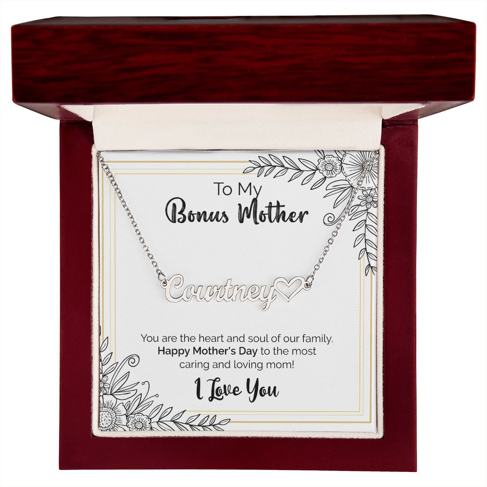 To My Bonus Mother | Happy Mother's Day | Name Necklace + Heart