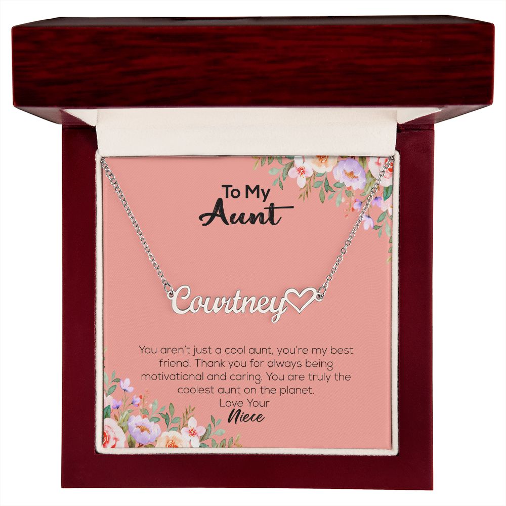 To My Aunt | Love Your Niece | Name Necklace + Heart