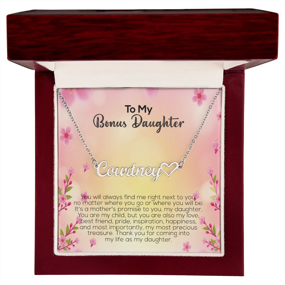 To My Bonus Daughter | Thank You For Coming Into My Life As My Daughter | Name Necklace + Heart