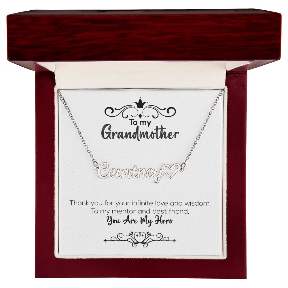 To My Grandmother | You Are My Hero | Name Necklace + Heart
