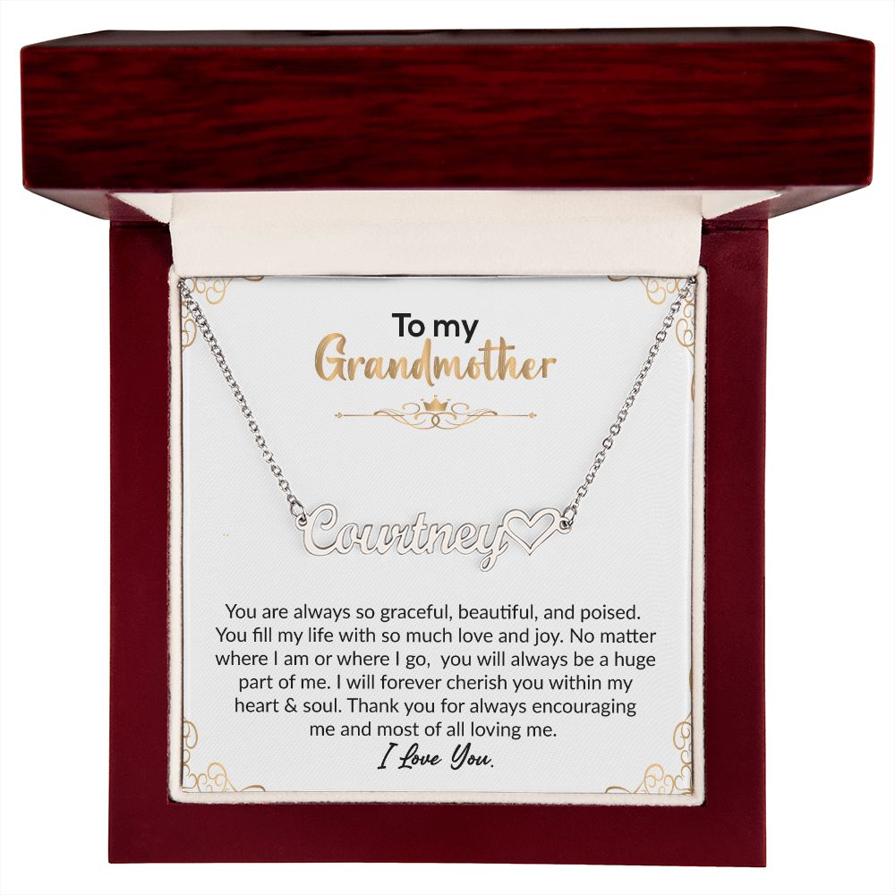 To My Grandmother | I Love You | Name Necklace + Heart