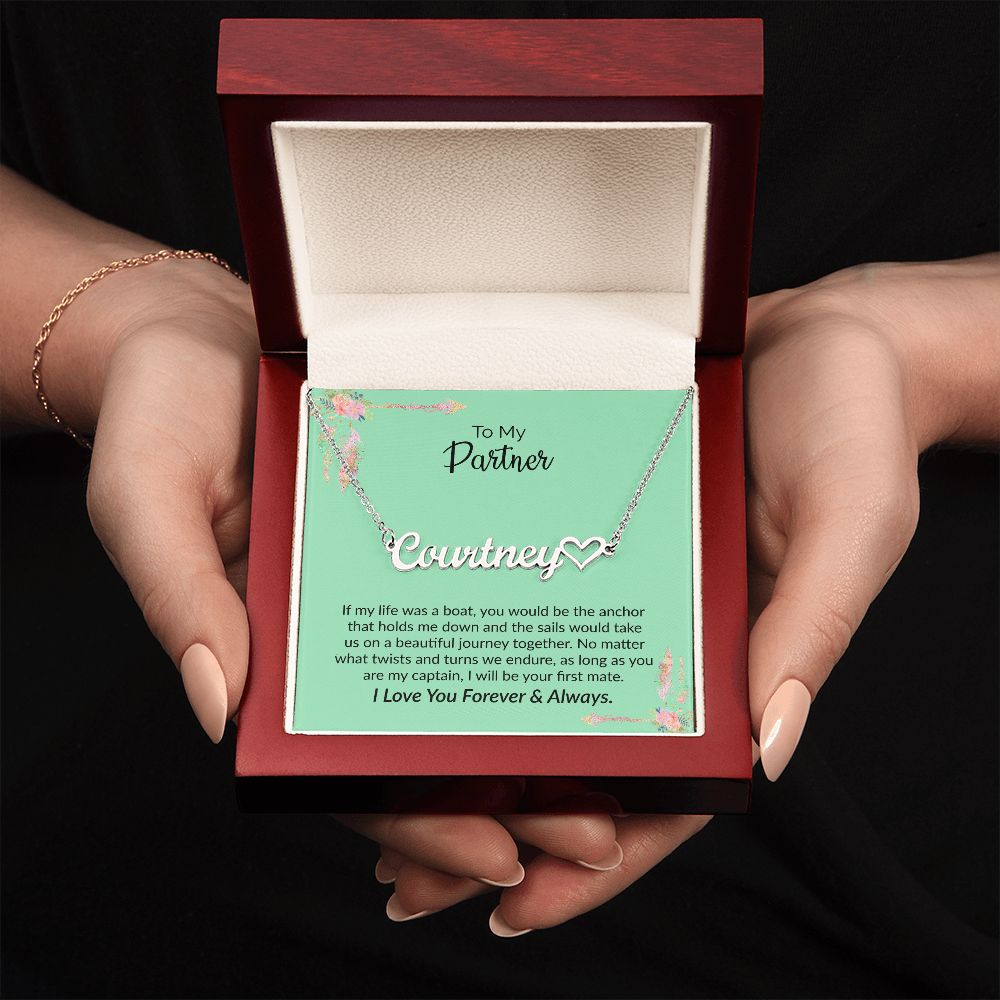 To My Partner | I Love You Forever & Always | Name Necklace + Heart