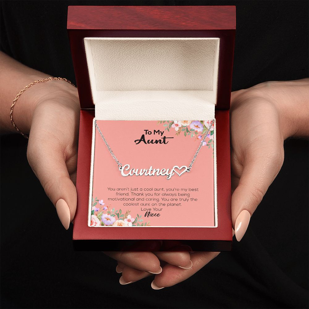To My Aunt | Love Your Niece | Name Necklace + Heart