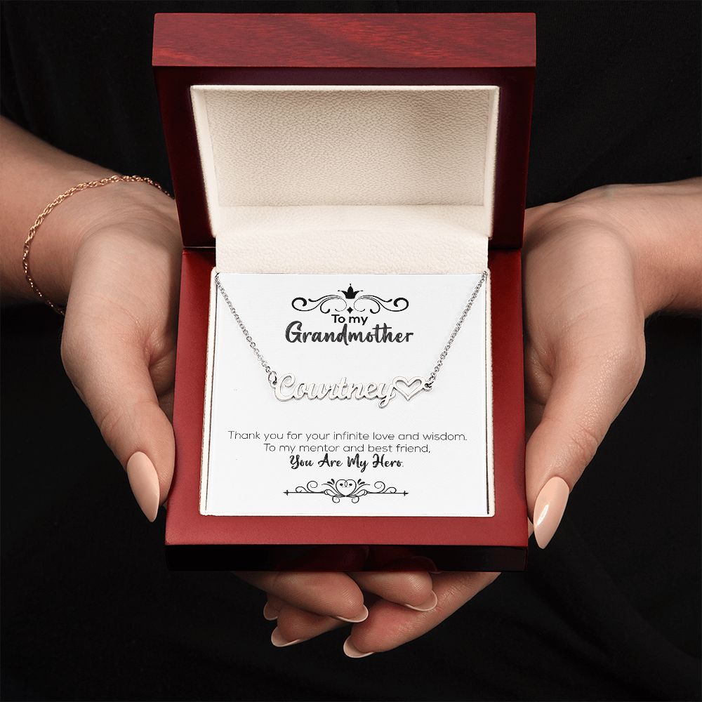 To My Grandmother | You Are My Hero | Name Necklace + Heart
