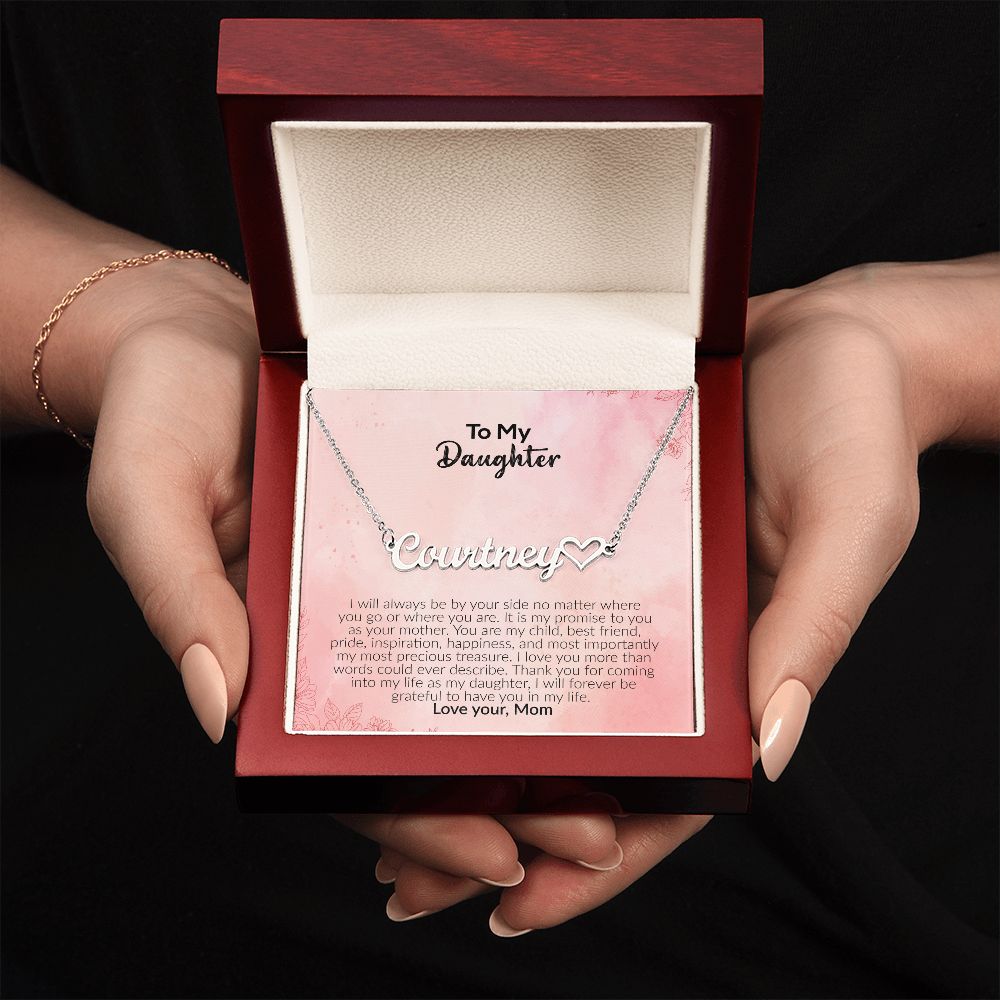 To My Daughter | Love Your Mom | Name Necklace + Heart