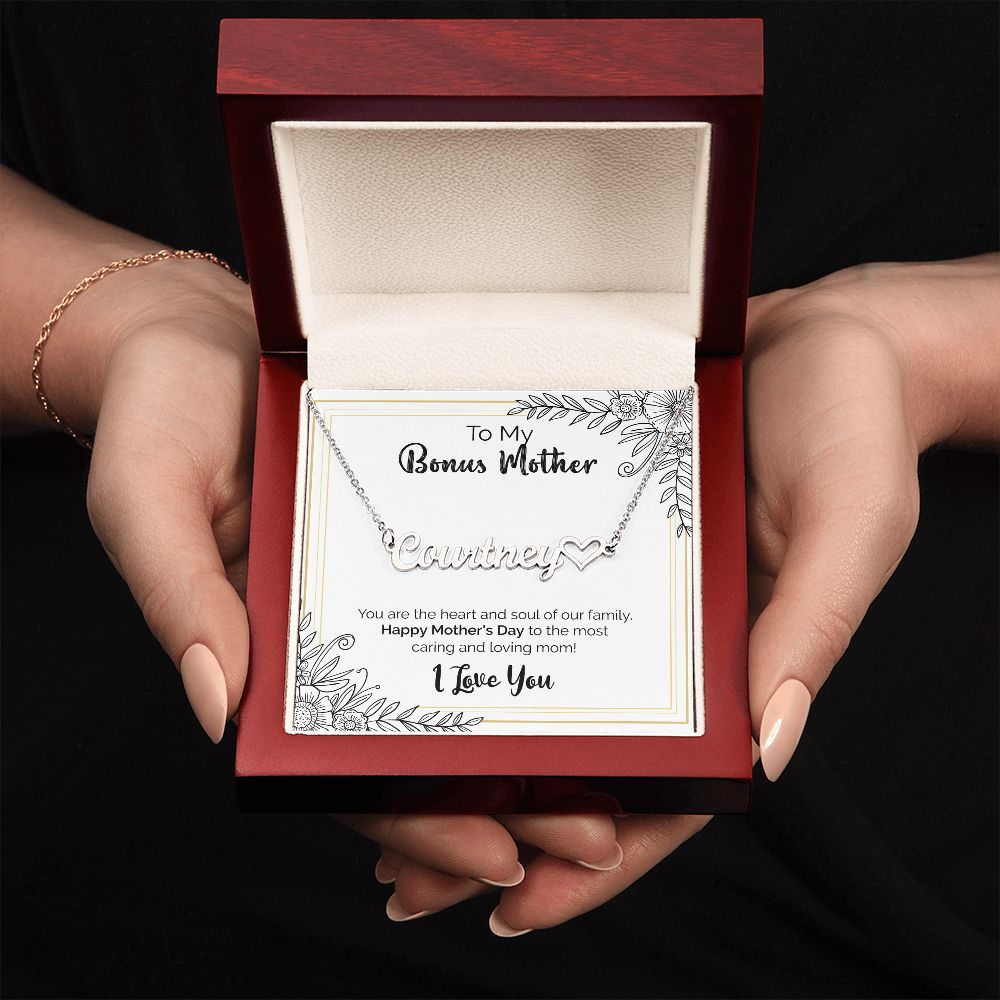 To My Bonus Mother | Happy Mother's Day | Name Necklace + Heart