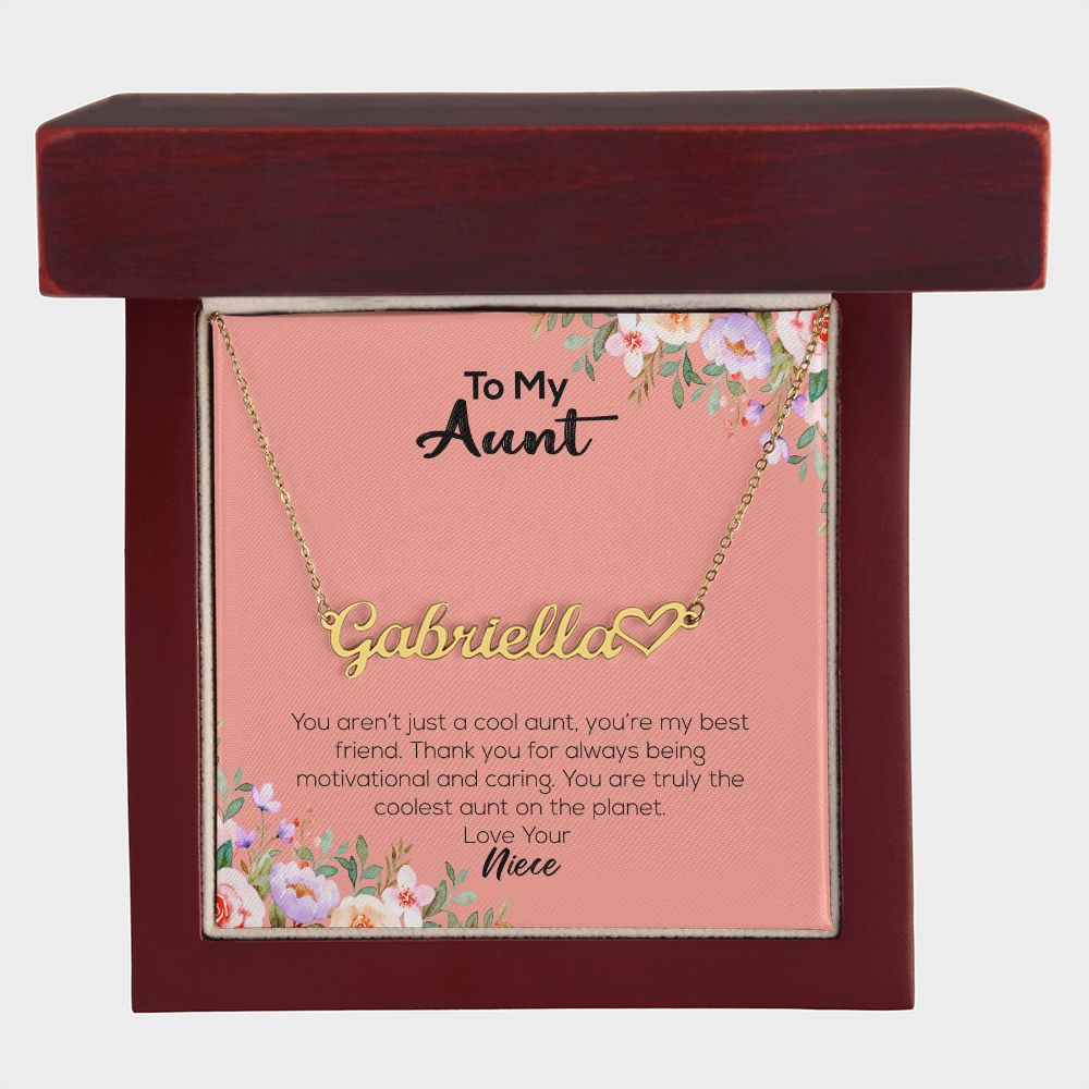 To My Aunt | Love Your Niece | Name Necklace + Heart