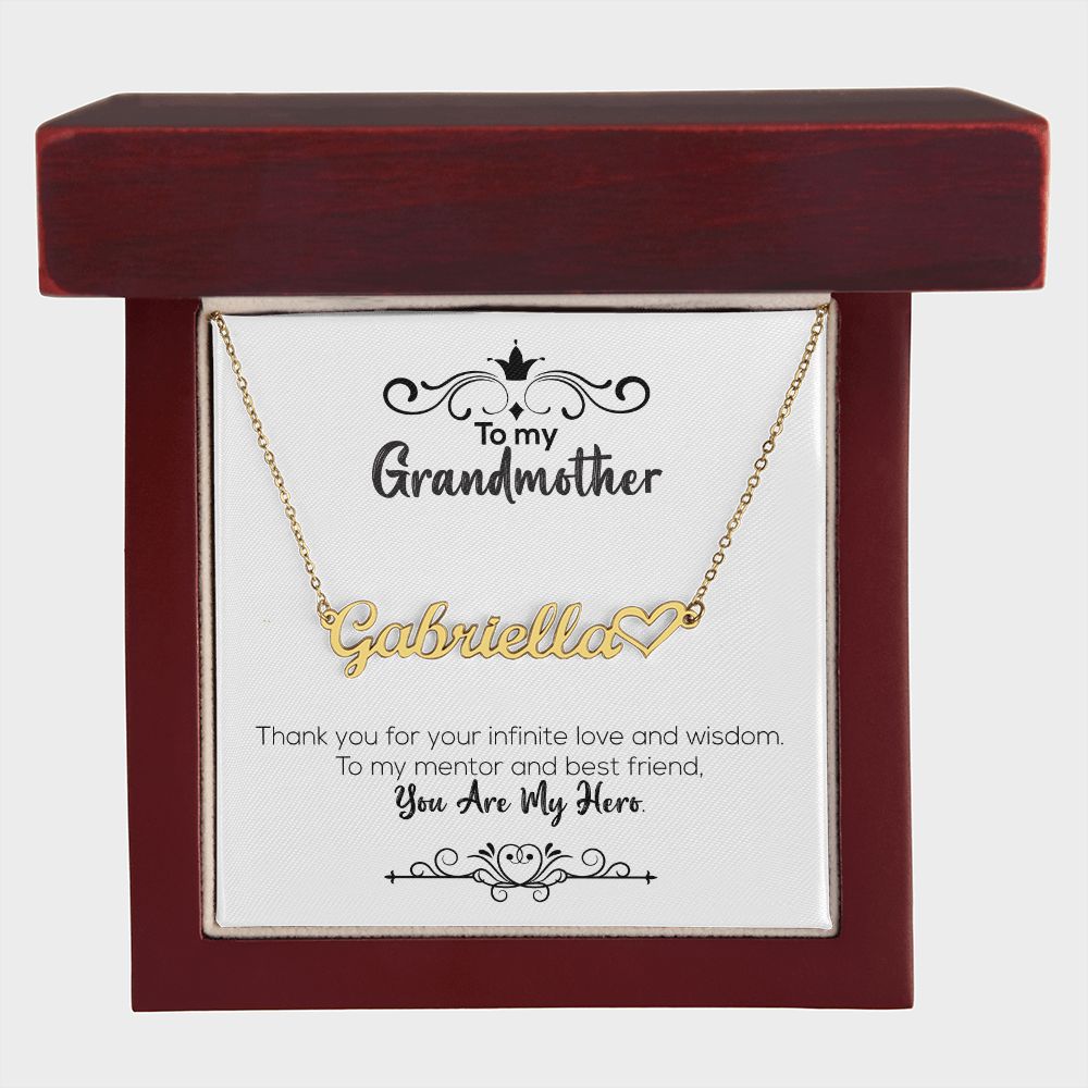 To My Grandmother | You Are My Hero | Name Necklace + Heart