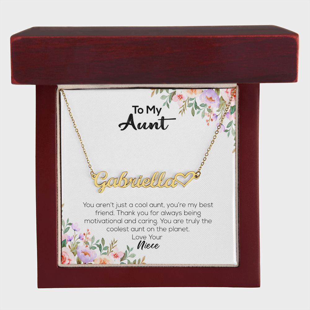 To My Aunt | Love Your Niece | Name Necklace + Heart