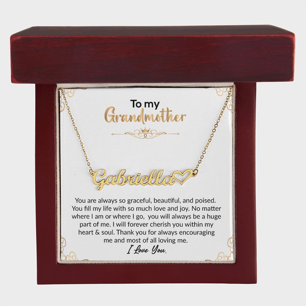 To My Grandmother | I Love You | Name Necklace + Heart