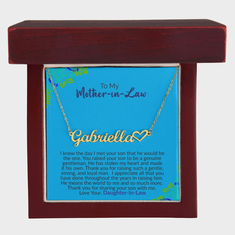 To My Mother-In-Law | Love Your Daughter-In-Law | Name Necklace + Heart