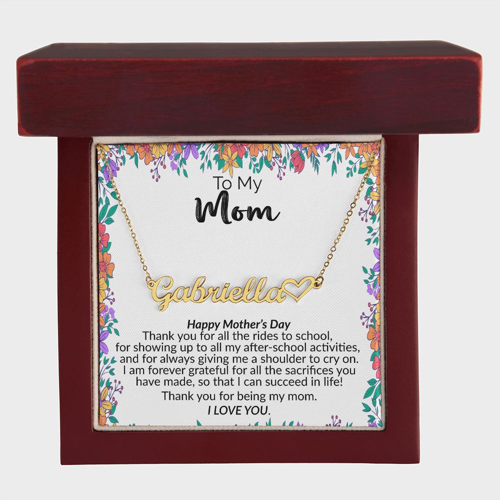 To My Mom | Happy Mother's Day | Name Necklace + Heart
