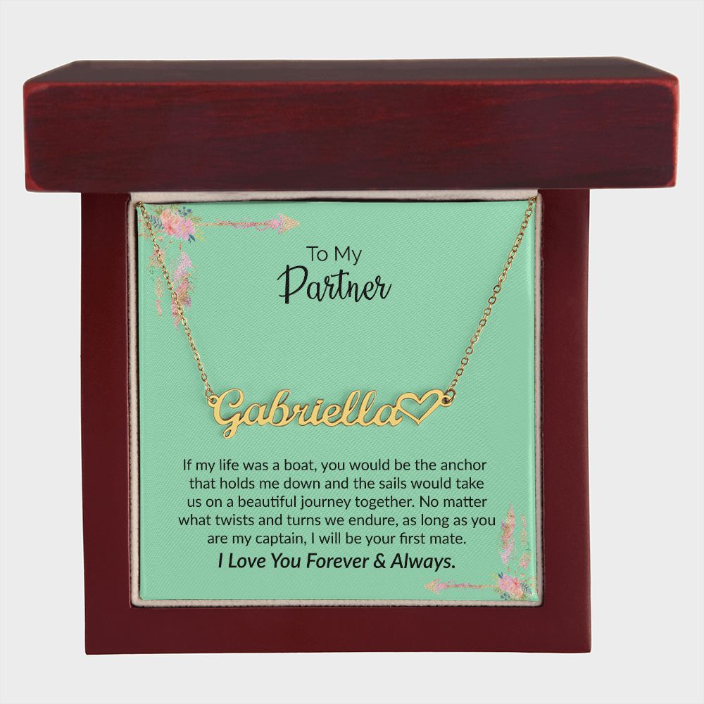 To My Partner | I Love You Forever & Always | Name Necklace + Heart