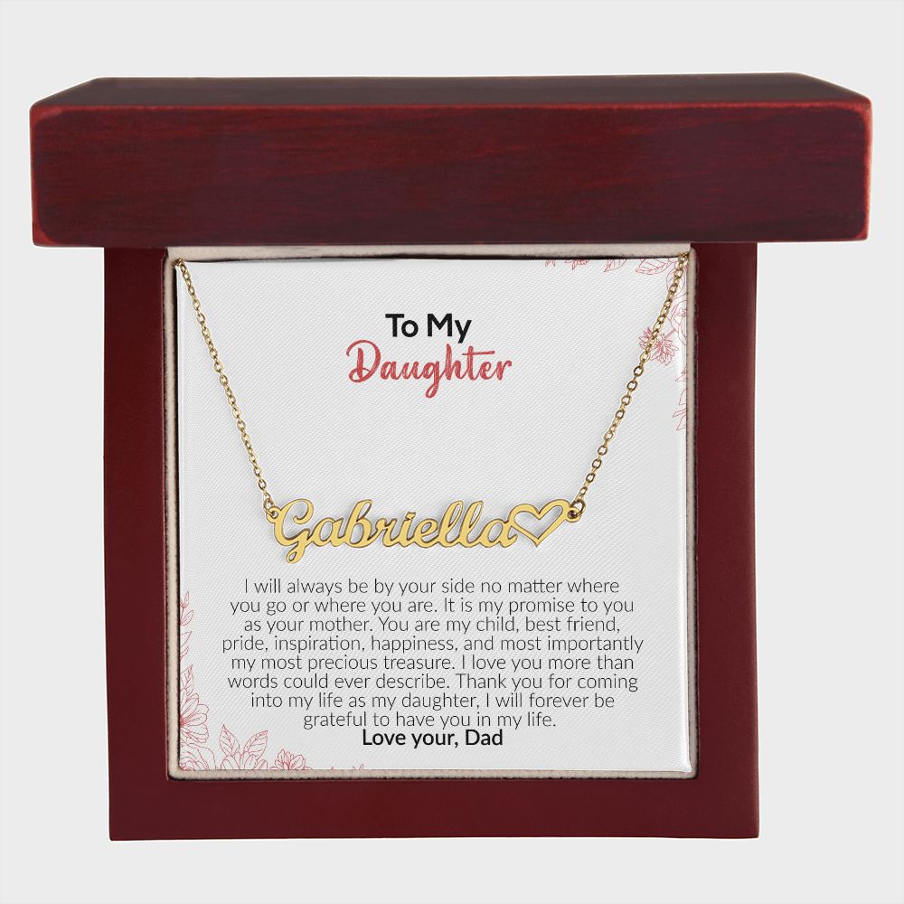 To My Daughter | Love Your Dad | Name Necklace + Heart