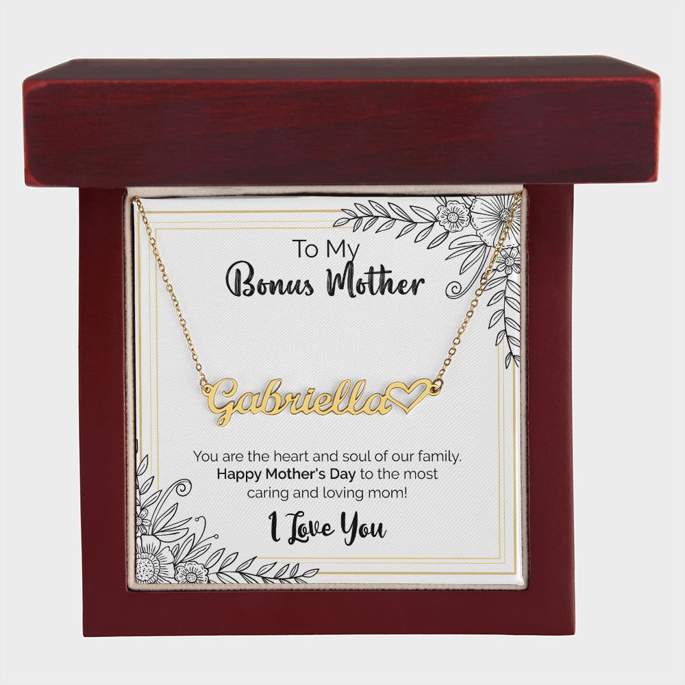 To My Bonus Mother | Happy Mother's Day | Name Necklace + Heart