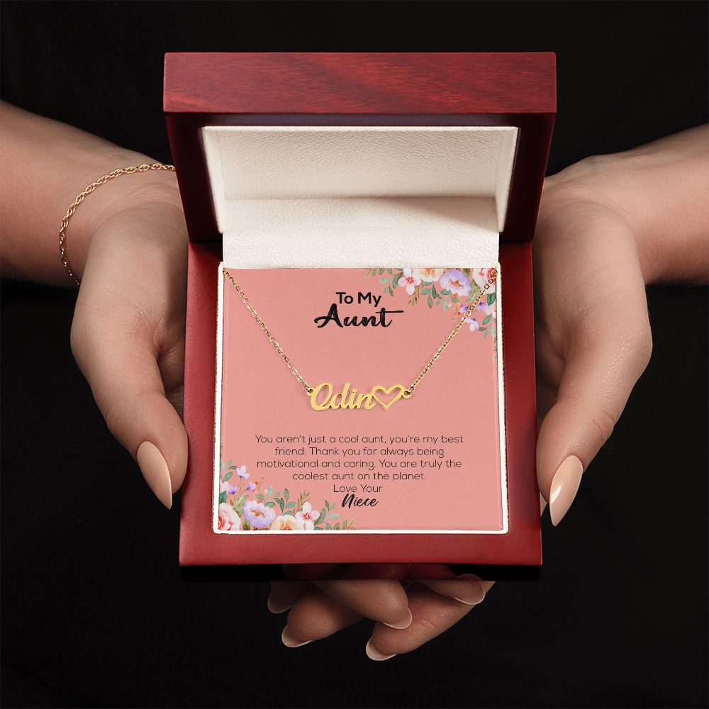 To My Aunt | Love Your Niece | Name Necklace + Heart
