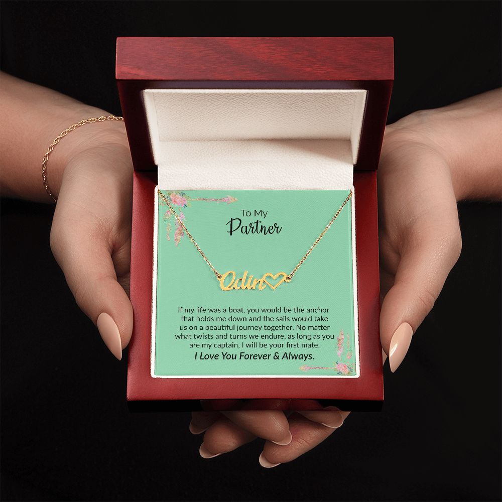 To My Partner | I Love You Forever & Always | Name Necklace + Heart