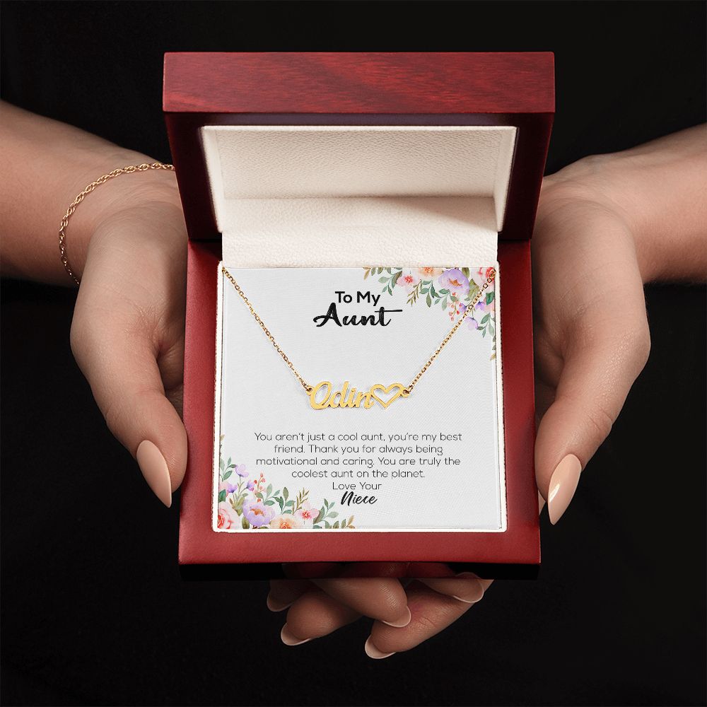 To My Aunt | Love Your Niece | Name Necklace + Heart