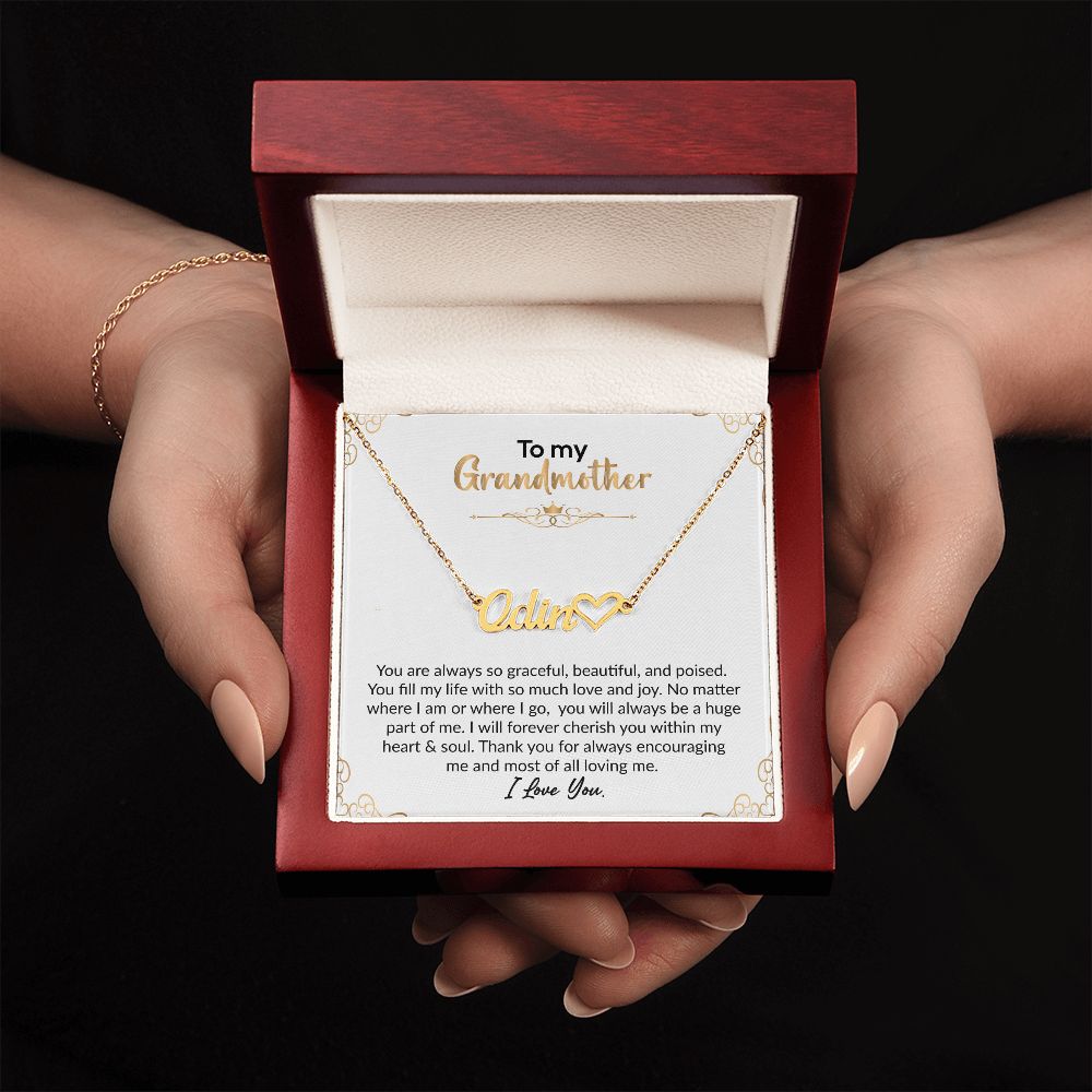 To My Grandmother | I Love You | Name Necklace + Heart