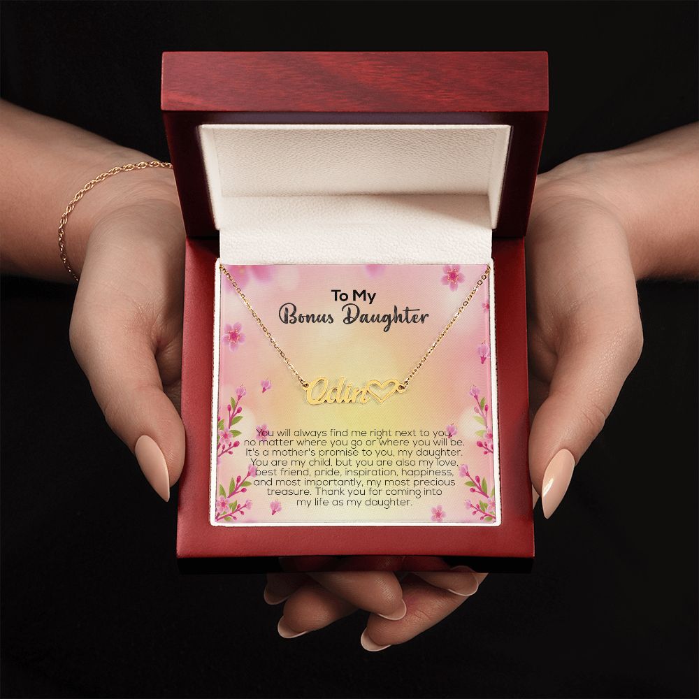 To My Bonus Daughter | Thank You For Coming Into My Life As My Daughter | Name Necklace + Heart