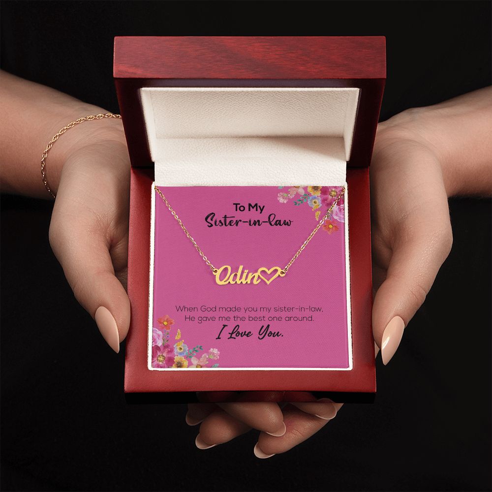 To My Sister-In-Law | I Love You | Name Necklace + Heart