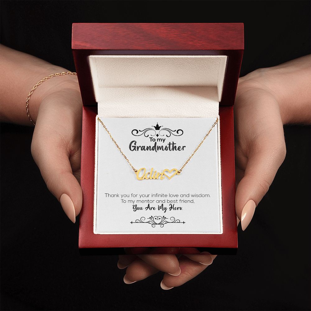 To My Grandmother | You Are My Hero | Name Necklace + Heart