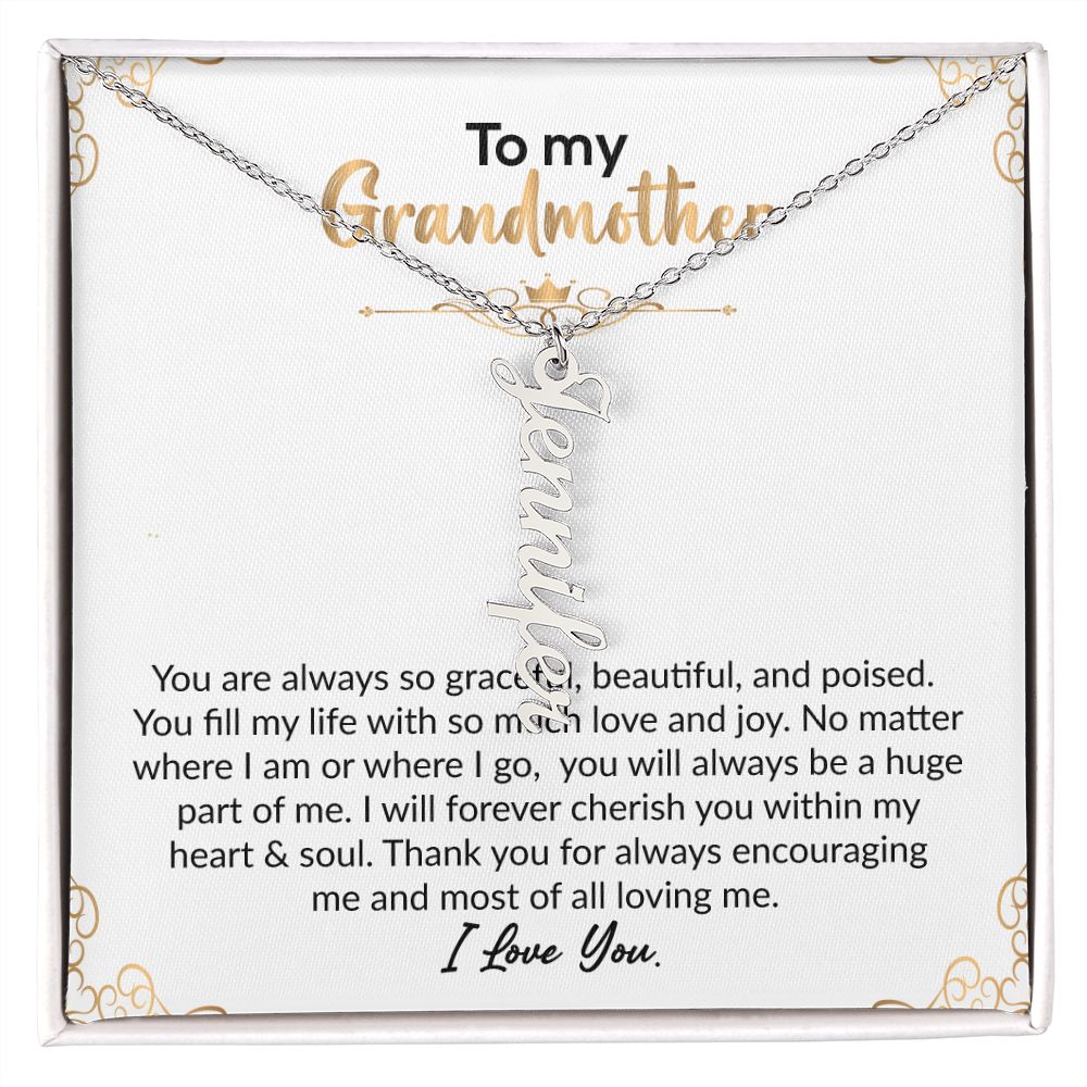 To My Grandmother | I Love You | Vertical Name Necklace